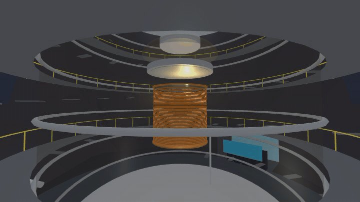 S2 electroluminescence flash lighting the cavern, seen from inside the laboratory