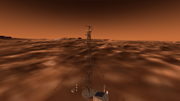 The weather mast with spinning cups, dithering vane and tracking photometer