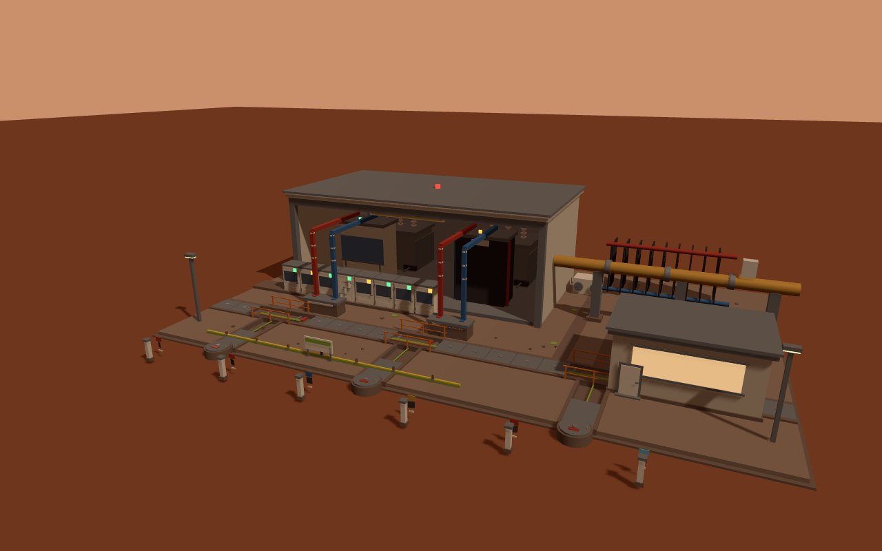 The substation, three-quarter view