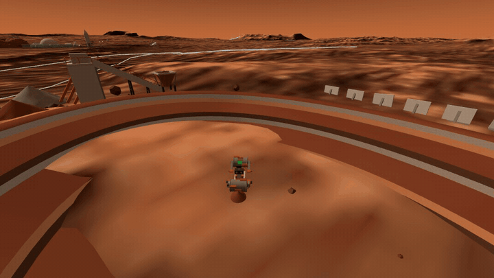The mine robot digging autonomously by camera vision