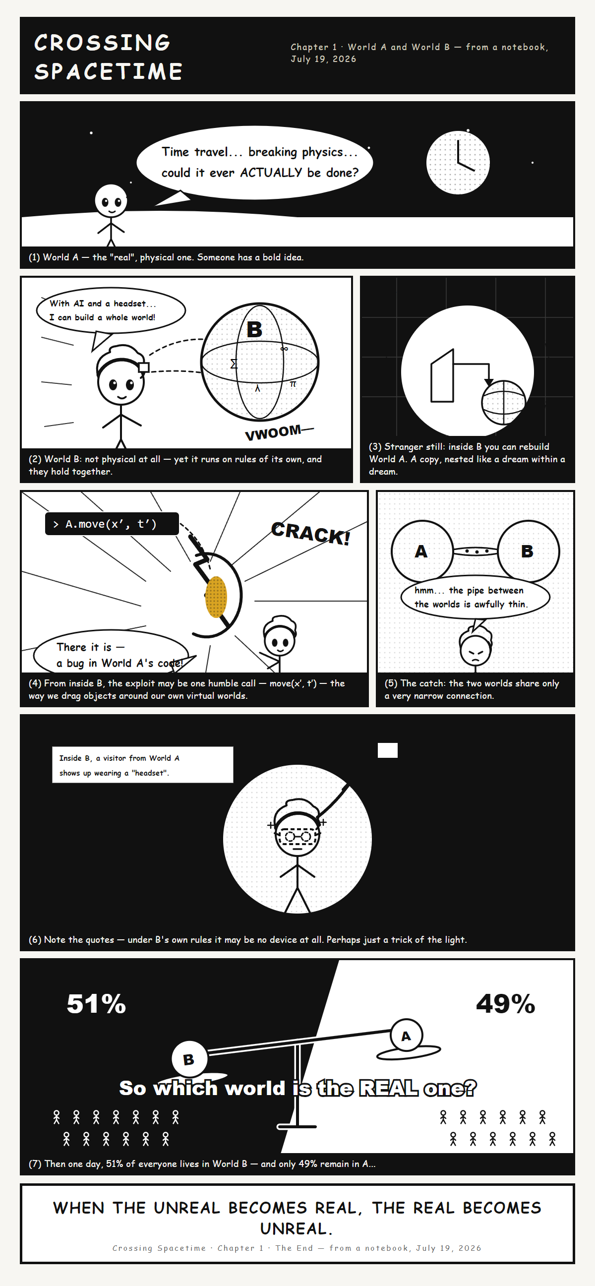 The idea as a seven-panel comic