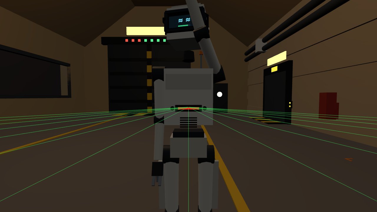 hab-bot-01 listening: visor shows a waveform, speaker grille under the LiDAR window