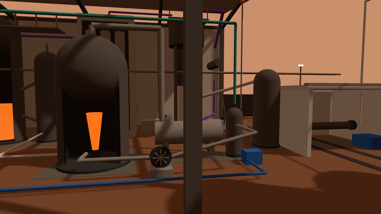 The enlarged oxidiser cut open, with its blower, condenser, knock-out drum and the purge chiller