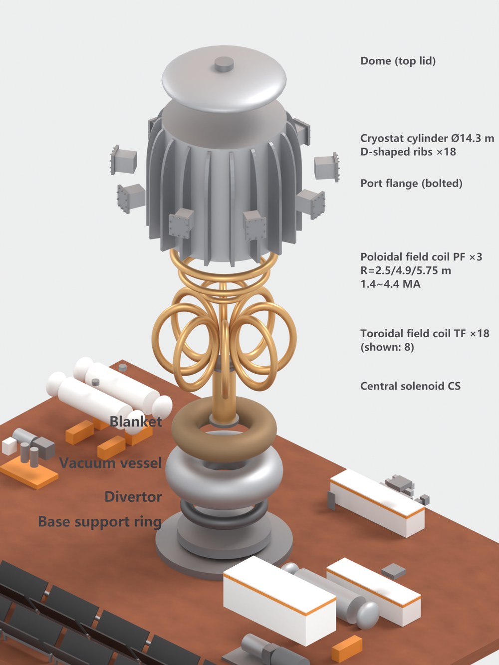 Exploded view of the tokamak core