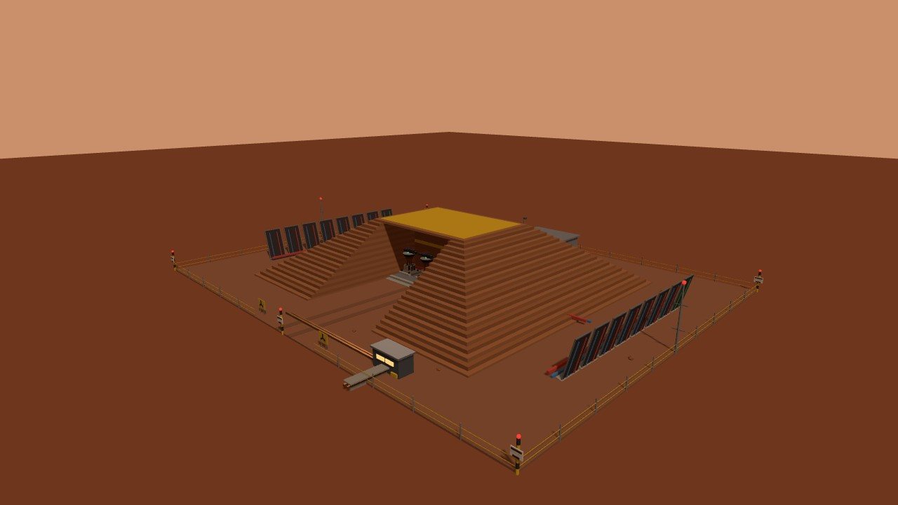 The emergency fission plant under its regolith berm