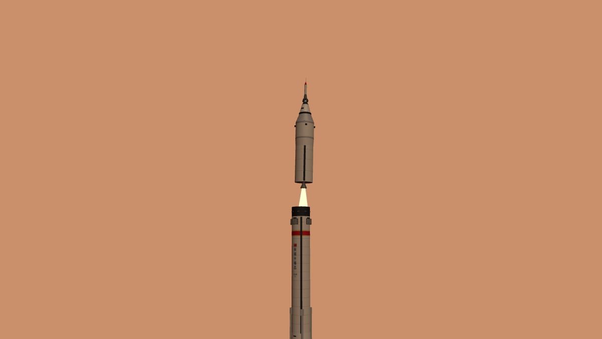 Hot staging: the upper stage igniting half a second after unlock, 1.3 km up