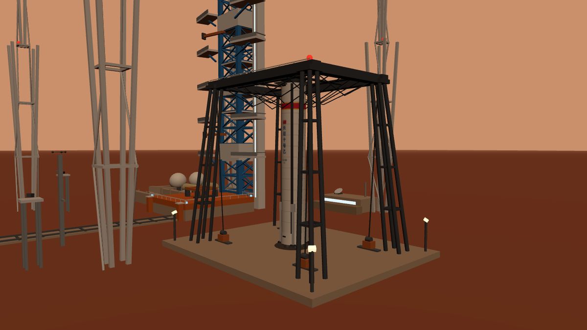 The booster standing inside the net bay, hanging by its fins with nozzles on the deck