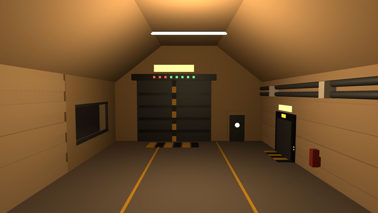 Foyer airlock hall with inner gate and status lamps