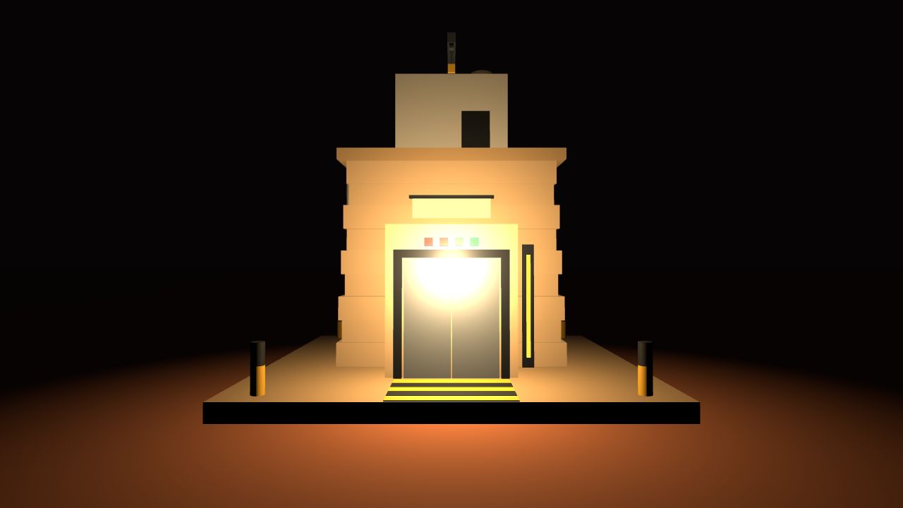 Elevator station headframe at night