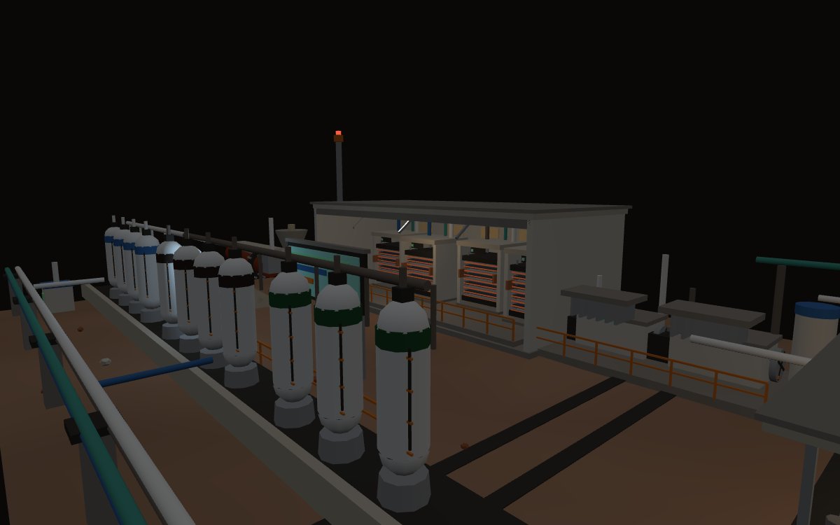 Gas bottle farm and electrolyser hall